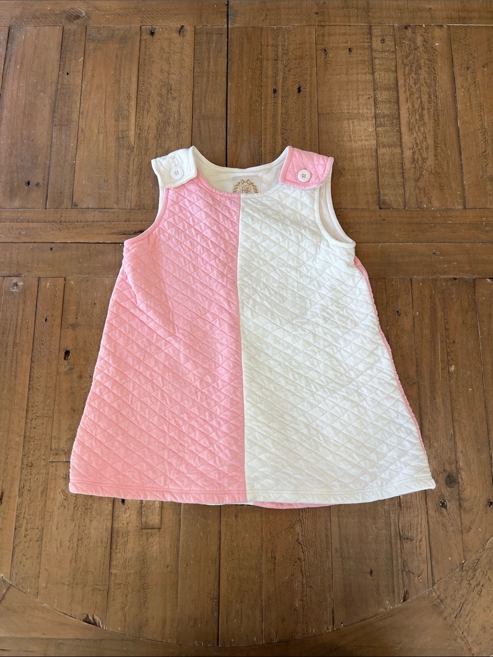 The Beaufort bonnet company Juliet jumper dress quilted pink white 3T